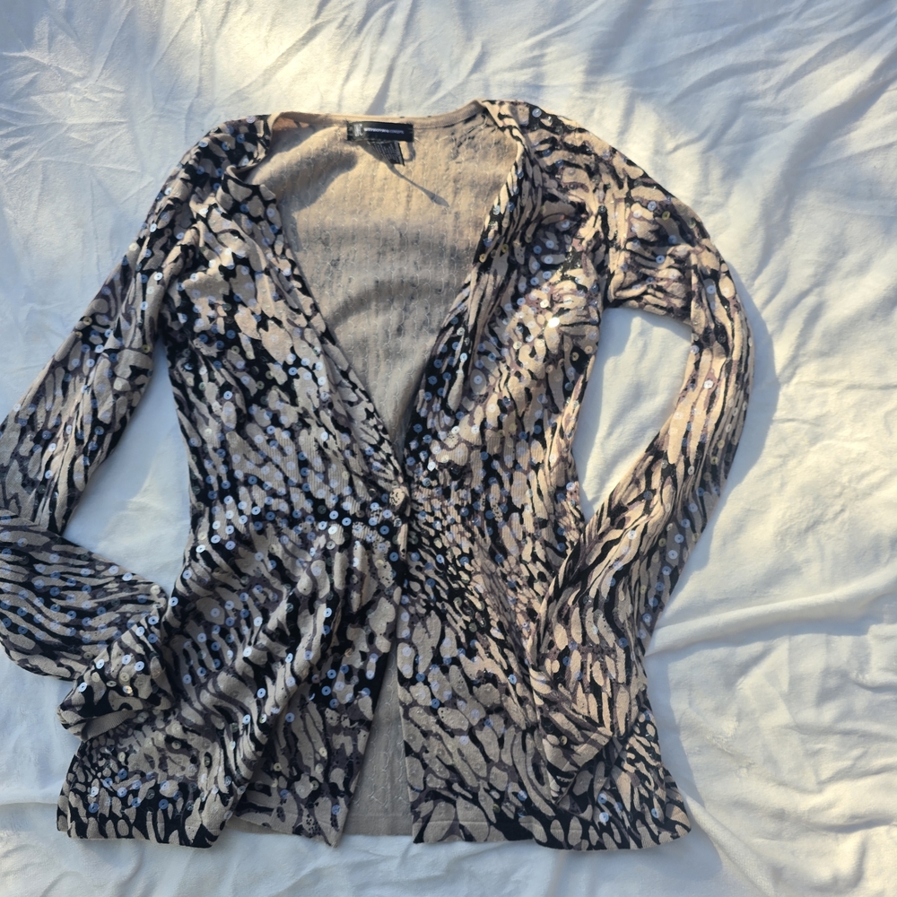 INC Concepts Sequin Animal Print Cardigan